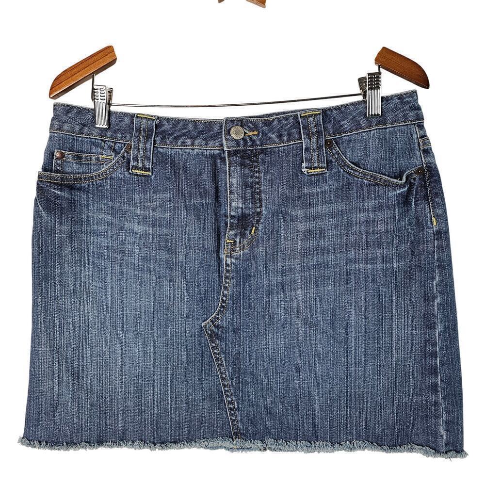 Vintage The Limited Y2K Denim Skirt Womens Size 12 Blue Stretch Micro Retro
